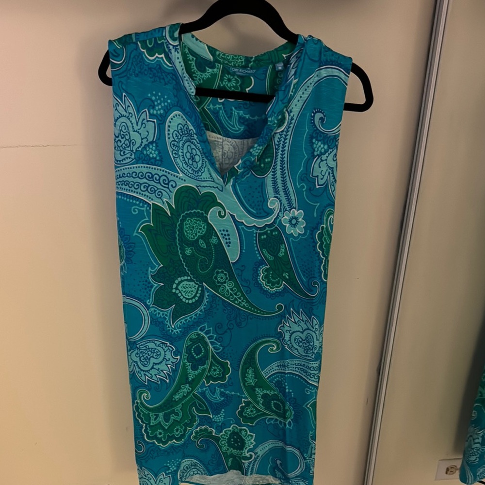 Teal Paisley Sleeveless Dress